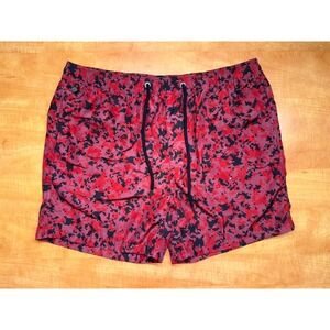 Ksubi Mens Digital Camo Swim Trunks Red Black Pixelated Board Shorts Size L